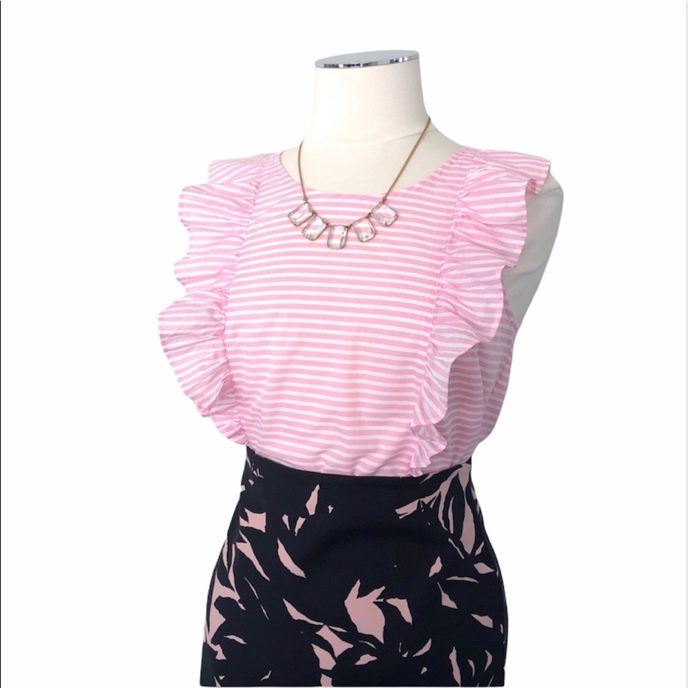 J. Crew Pink Striped Ruffle Blouse - Picture 10 of 10